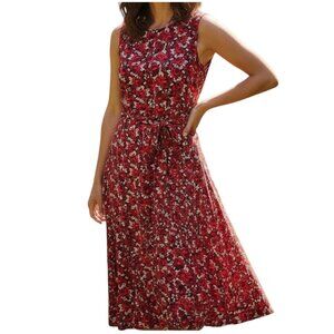 CHARTER CLUB Red Rose Floral Sleeveless Pull-On Maxi Dress - Size Medium